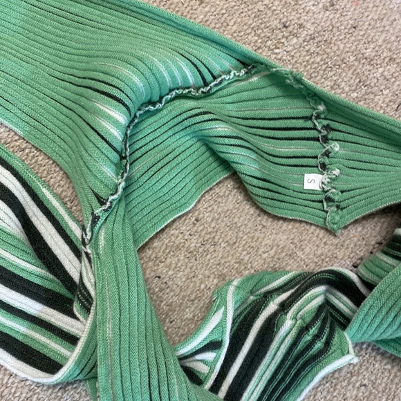 Striped Green Halter Open Back Top - Picture 5 of 7